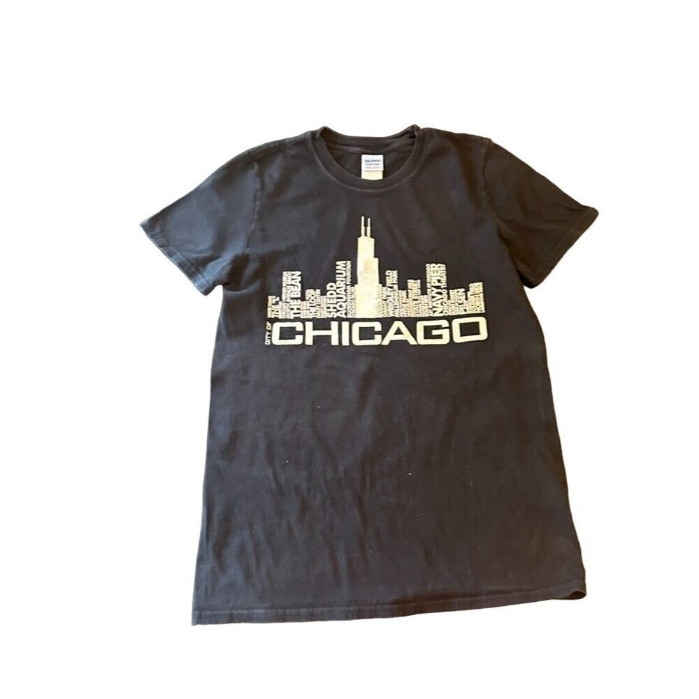 Chicago‎ Skyline Word Cloud Black T Shirt Size Small